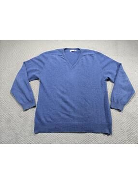 Johnston Of Elgin Cashmere Sweater Womens Extra Large Blue V-Neck Ladies